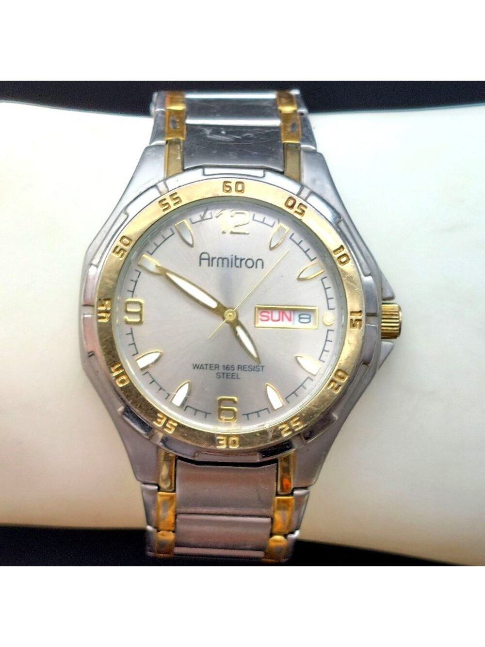 Armitron Men Two-Tone Stainless-Steel Quartz Watch New Battery Day Date 37mm